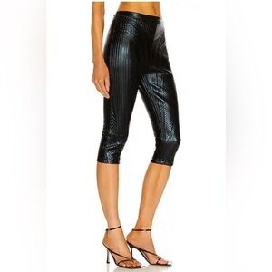 MUGLER Embossed Quilted Neoprene Cropped Pants Iridescent Size 40 L